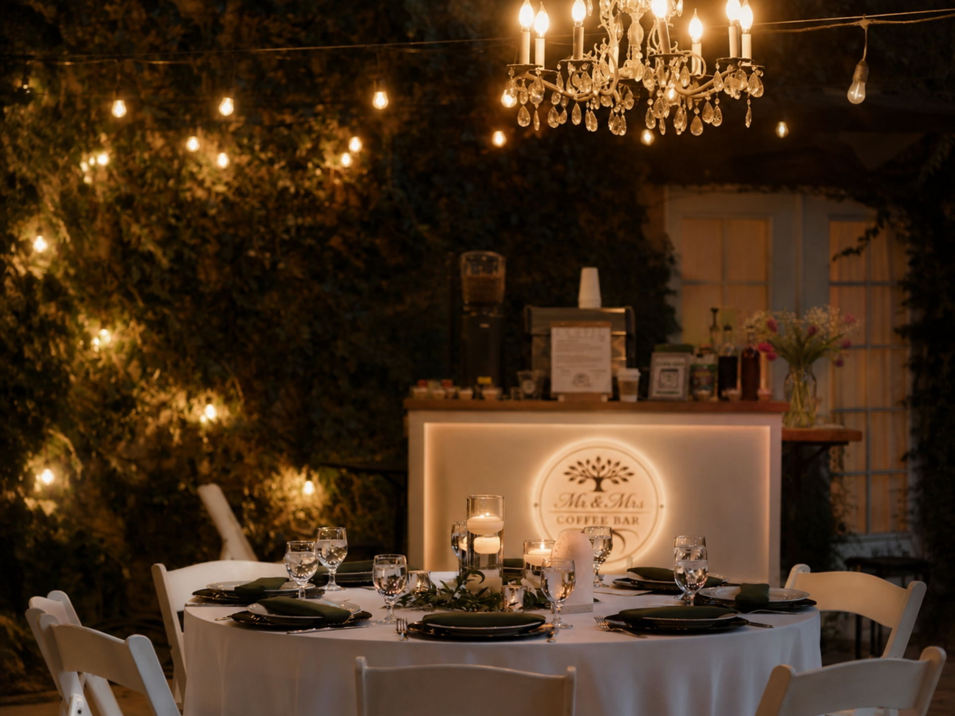 Four Roots Coffee wedding reception coffee bar